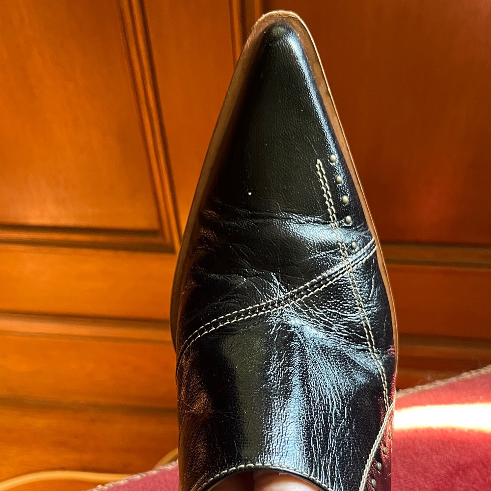 Black Leather Italian Mules - Picture 12 of 12